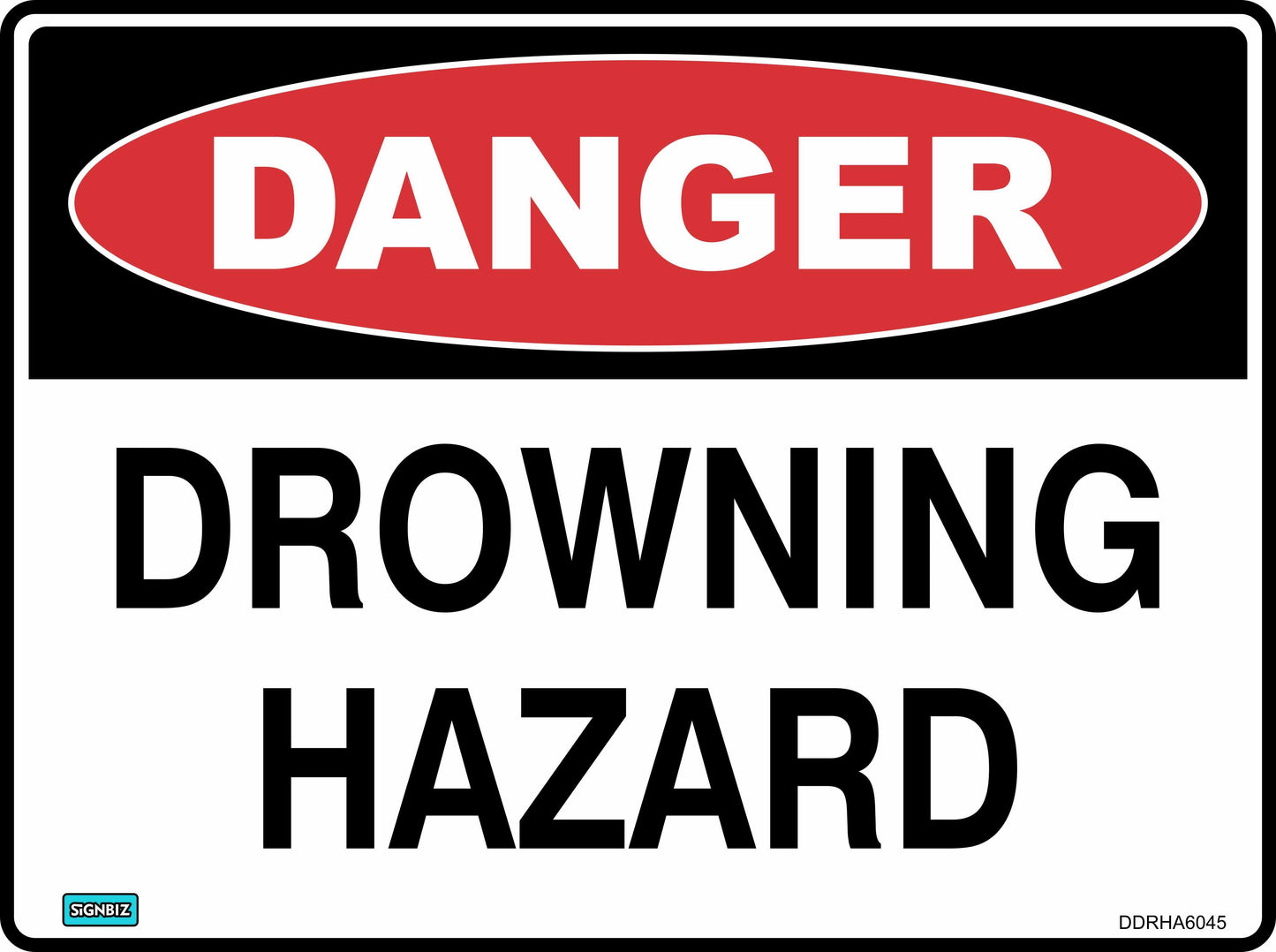 Danger Drowning Hazard B&W