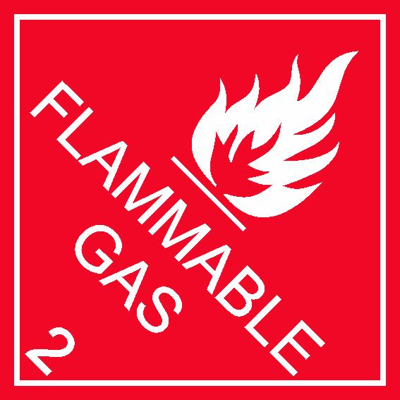 DANGEROUS GOODS FLAMMABLE GAS 2 WHITE