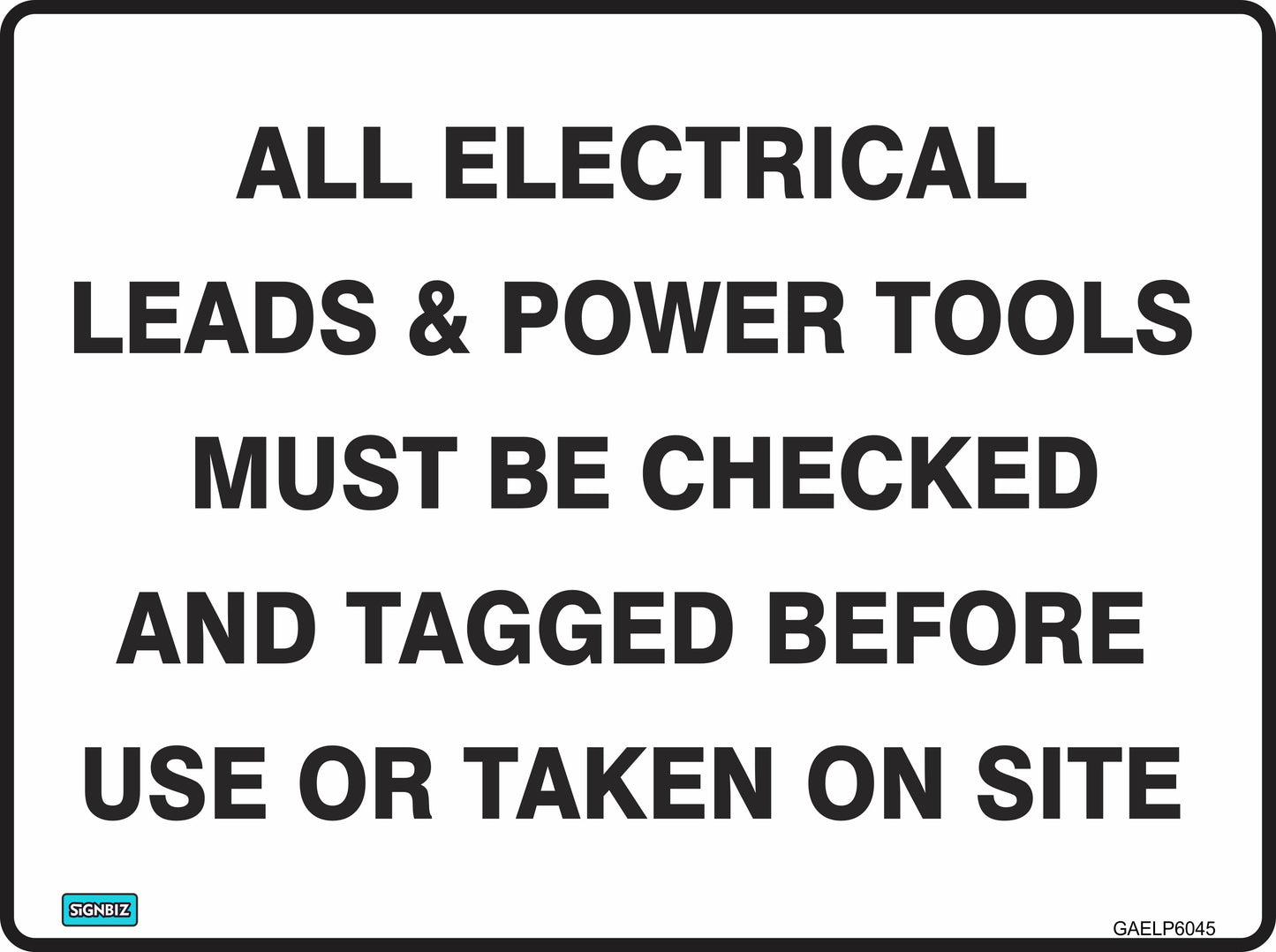 General Elec Checks & Tags Req