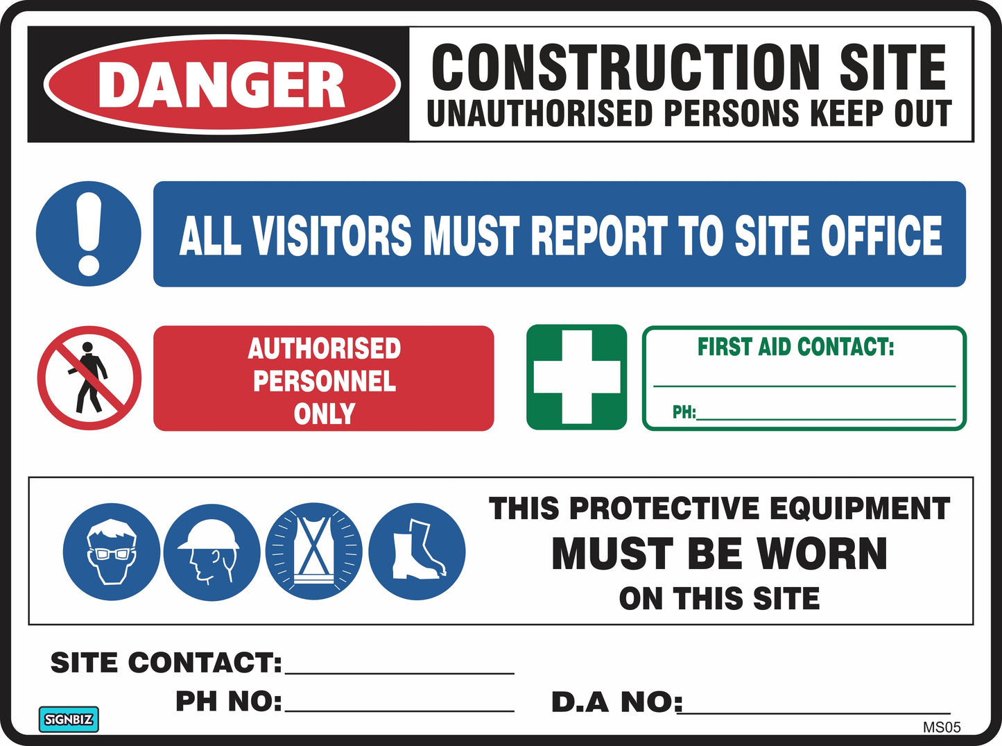Mandatory Multi Safety Sign Danger