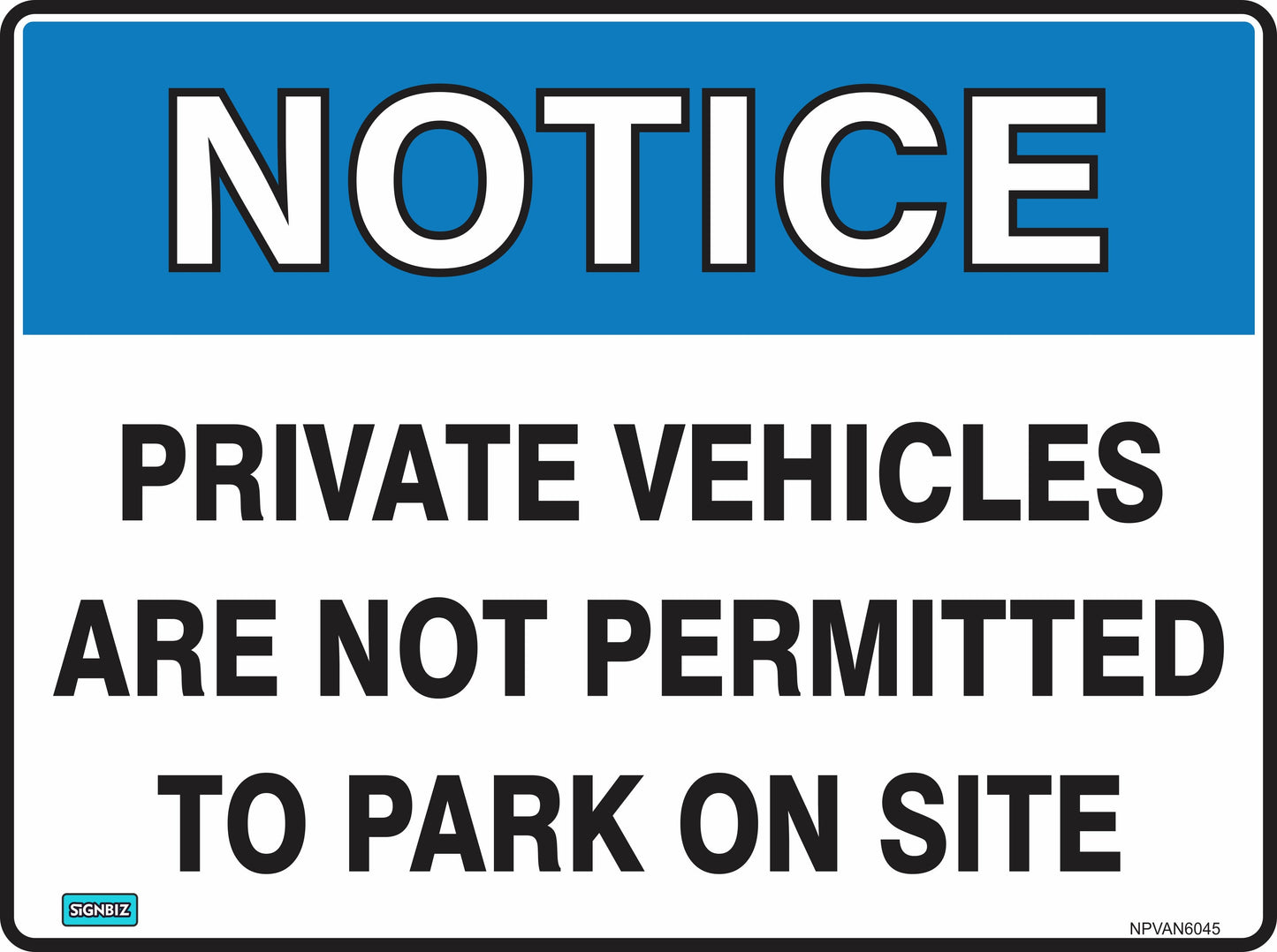 Notice Private Vehicles Not Perm