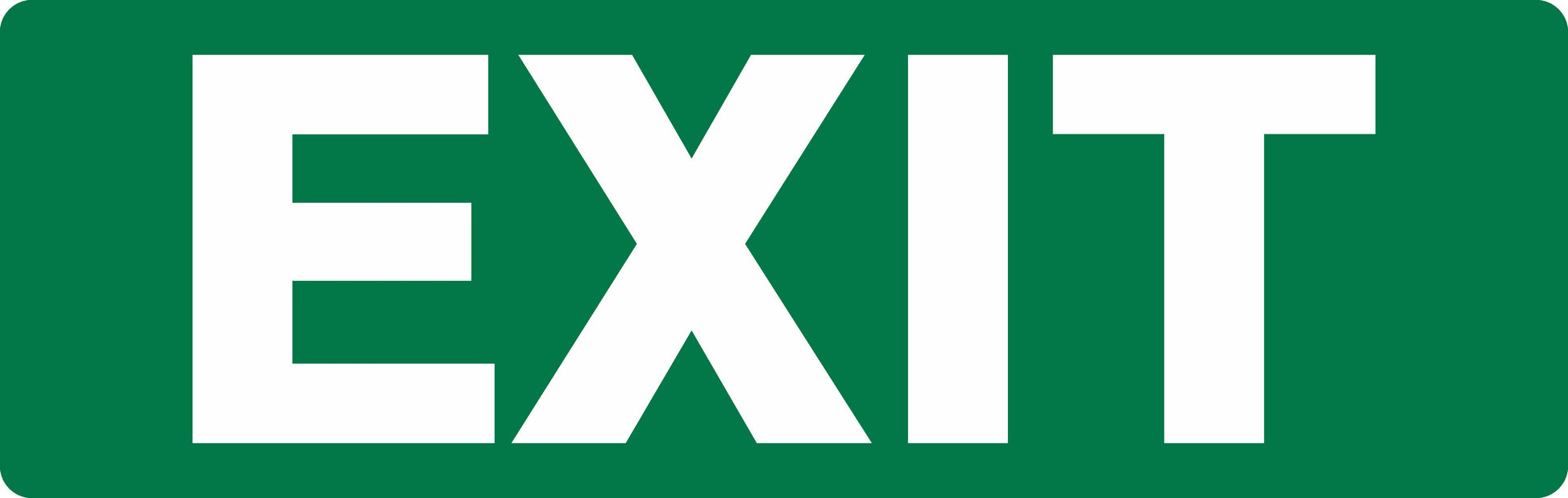 A green rectangular EXIT SIGN - EXIT, size 450mm x 150mm, featuring the word "EXIT" in bold white letters centered on the sign.