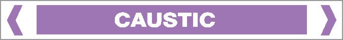 A rectangular purple Pipe Marker - ACID / ALKALI - CAUSTIC sign with "CAUSTIC" in bold white capitals centered and white angle brackets at each end.