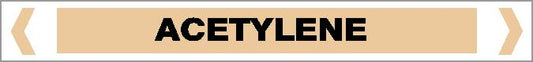 A rectangular beige Pipe Marker - GAS - ACETYLENE sign with a gray border features "ACETYLENE" in bold black capital letters at the center.