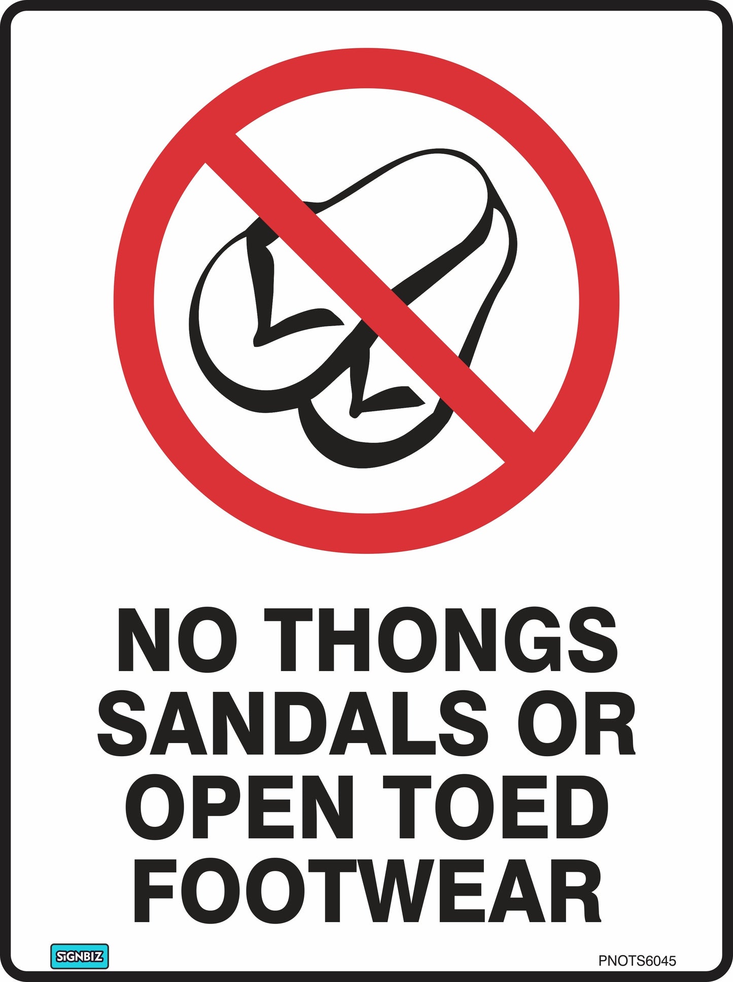 Prohibition No Open Toed F/Wear