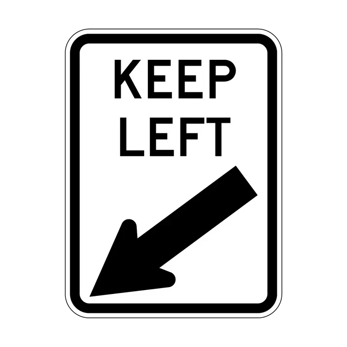 R2-3(L) Keep Left (Angled Left Arrow Symbolic)