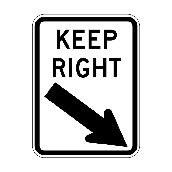 R2-3(R) Keep Right (Angled Right Arrow Symbolic)