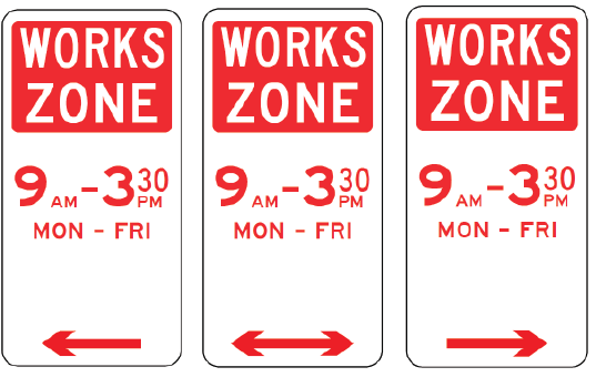 R5-25 Works Zone (with times)