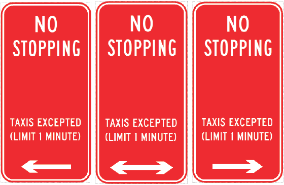 R5-405n No Stopping Taxis Excepted (Limit 1 Minute)