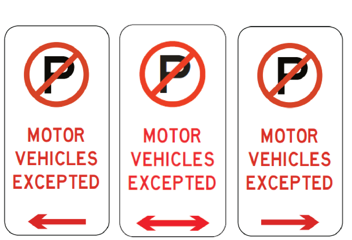 R5-41-4n No Parking (Symbolic) Motor Vehicles Excepted