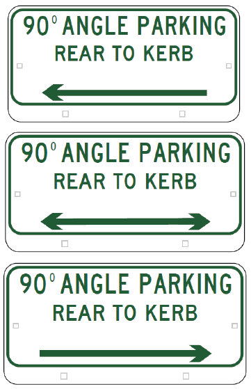 R5-505n - Angle Parking (Rear to Curb) (L, LR & R Arrows)