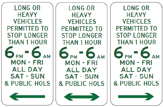 R5-551n - Long Or Heavy Vehicles Permitted To Stop Longer Than 1 Hour (Times)