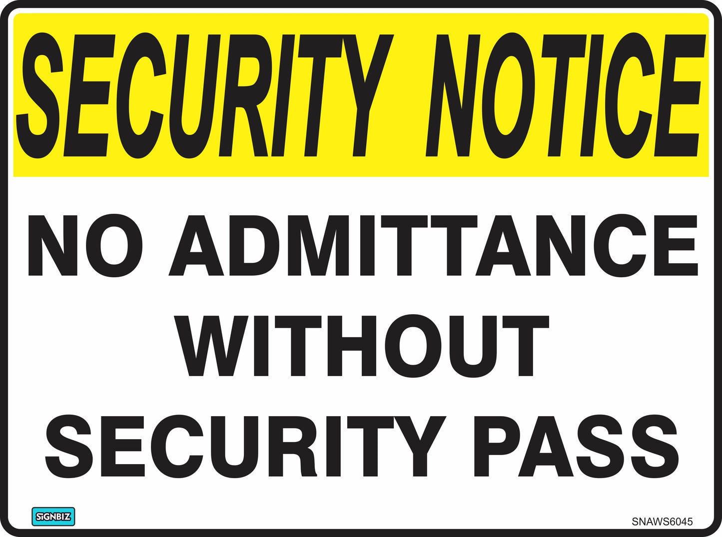 Sec Notice No Admit Sec Pass