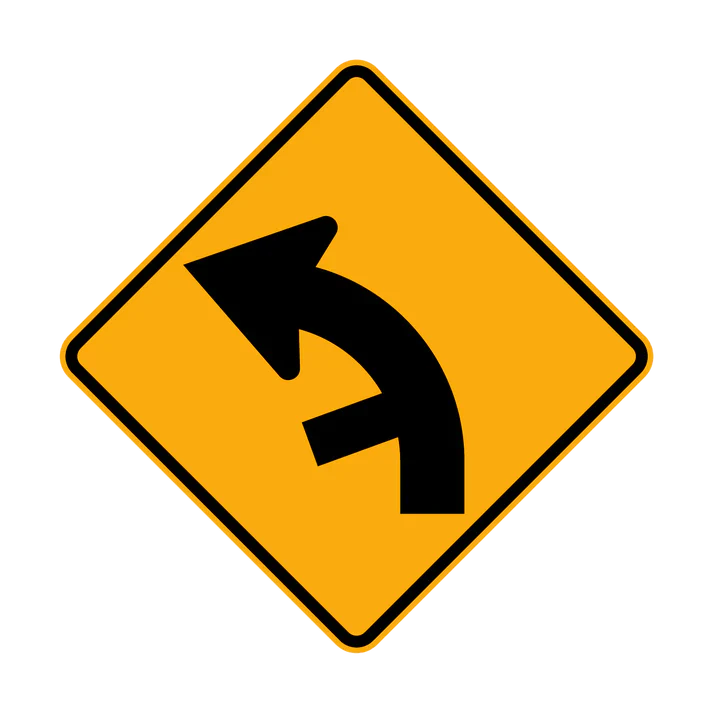 W2-10(L) - Side Road Intersection on a Curve - Inside (Left Symbolic)
