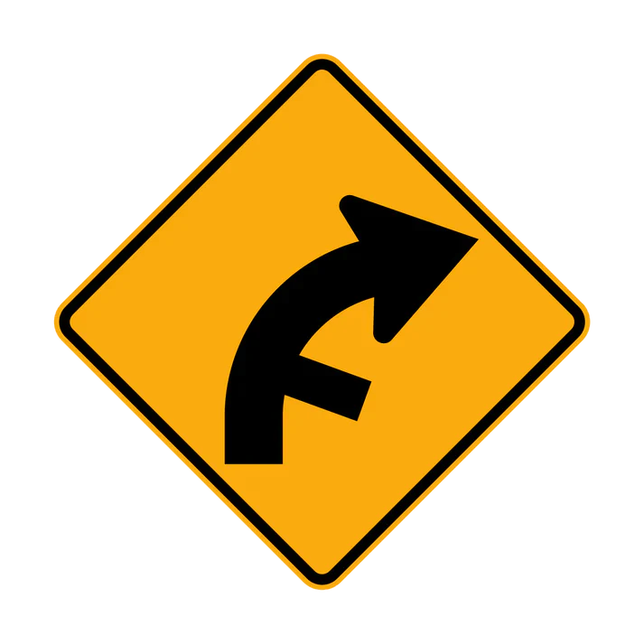 W2-10(R) - Side Road Intersection On a Curve - Inside (Right Symbolic)