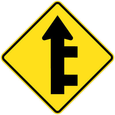 W2-13(R) - Successive Side Road Intersections on a Straight (Right Symbolic)