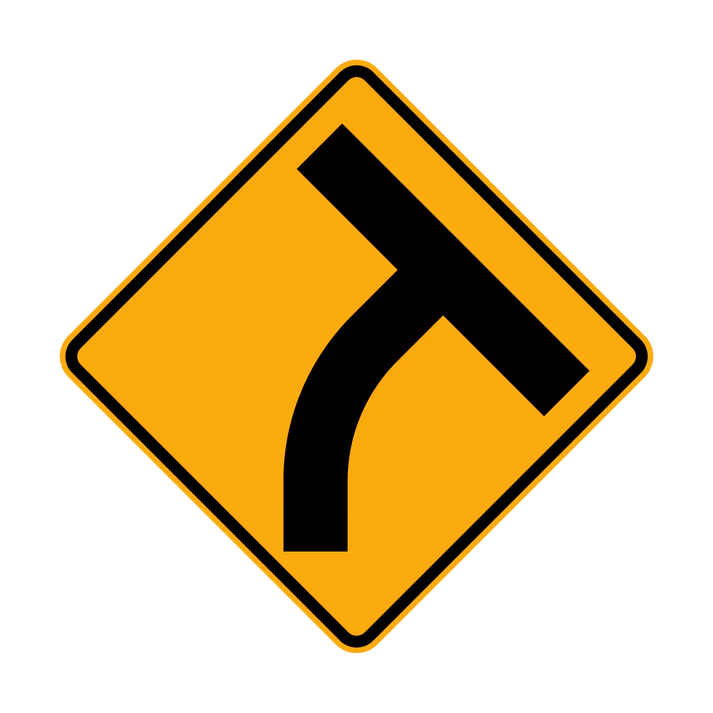 W2-14(R) - T-Intersection beyond a Curve (Right Symbolic)