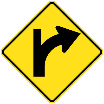 W2-16(R) - Side Road Intersection on a Curve (side road on straight alignment) (Right Symbolic)