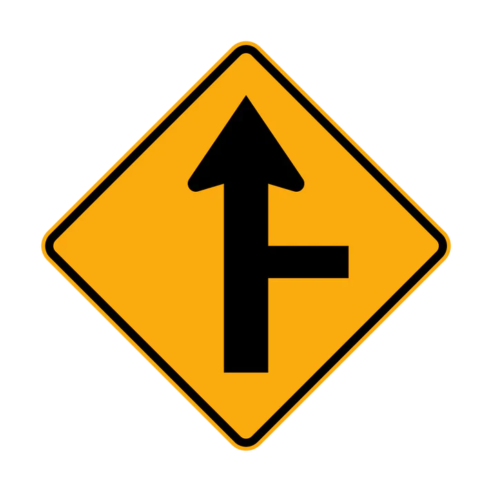 W2-4(R) - Side Road Intersection on Straight (Right Symbolic)