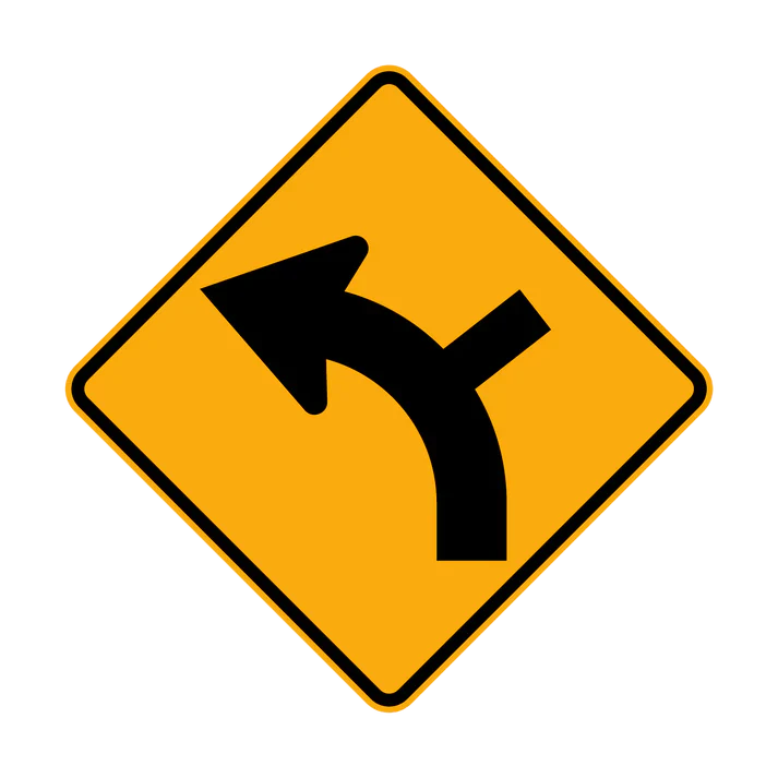 W2-9(L) - Side Road Intersection on a Curve - Outside (Left Symbolic)