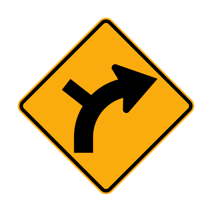 W2-9(R) - Side Road Intersection on a Curve -Outside (Right Symbolic)