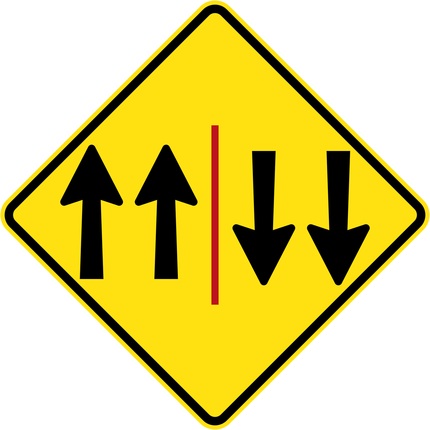 W4-212n - Two Lane Each Direction With Barrier (Symbolic)