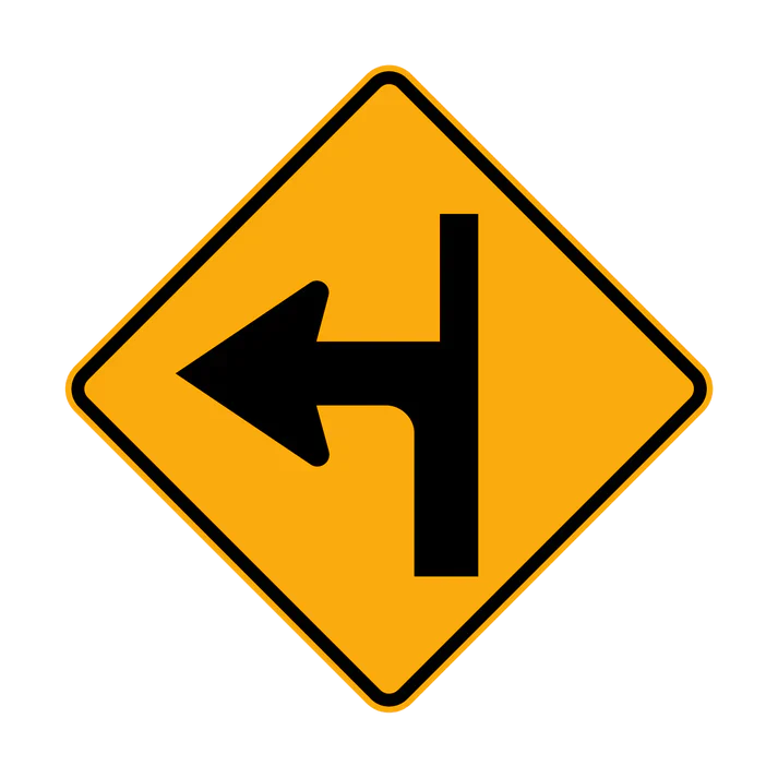 W9-1(L) - Modified T Intersection (Priority Road Enters Side Road) (Symbolic Left)