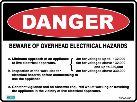 Danger Beware Overhead Electrical Hazards