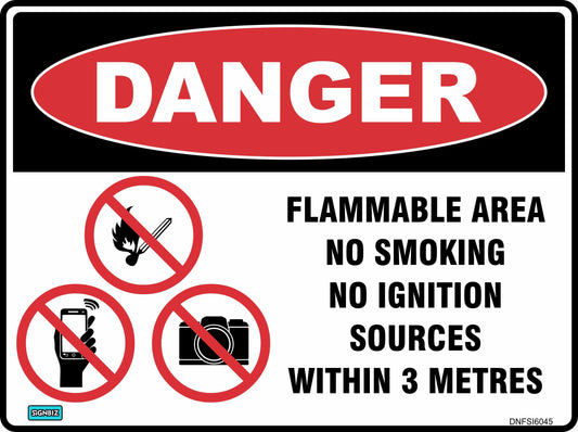 Danger Flammable Area Within 3M