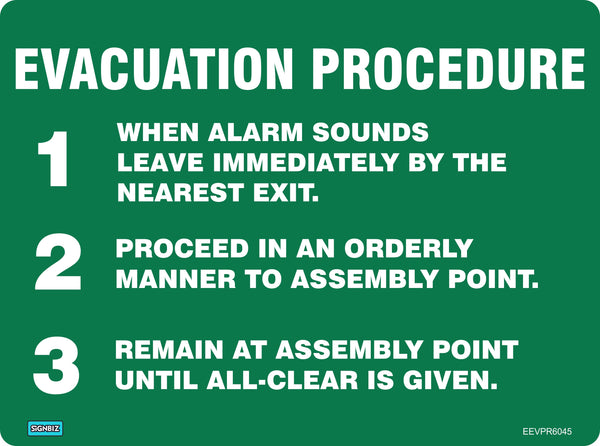 Proceedure Sign Emergency Evacuation Procedure – Signbiz
