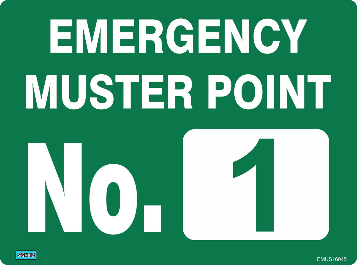 Mauster Location. Sign Emergency Muster Point 1 – Signbiz