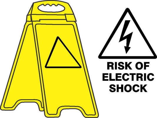 YELLOW FLOOR STAND RISK OF ELECTRIC SHOCK