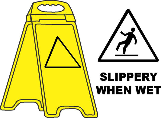 YELLOW FLOOR STAND SLIPPERY WHEN WET