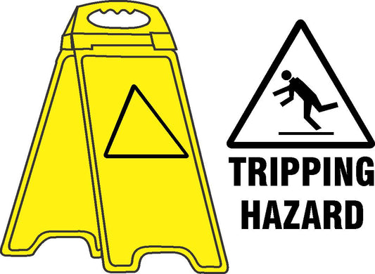 YELLOW FLOOR STAND TRIPPING HAZARD