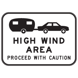 G6-202n - (Car & Caravan Symbolic) High Wind Area - Proceed With Caution
