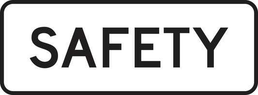 The G9-27 - Safety sign is rectangular with a white background, a black border, and "SAFETY" in bold, black uppercase letters centered in the middle.