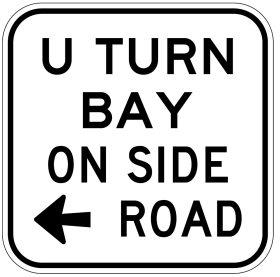 G9-393n(L) - U Turn Bay On Side Road (Arrow Left)