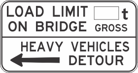 G9-4(L) Load Limit On Bridge __t Gross Heavy Vehicles Detour (Left)