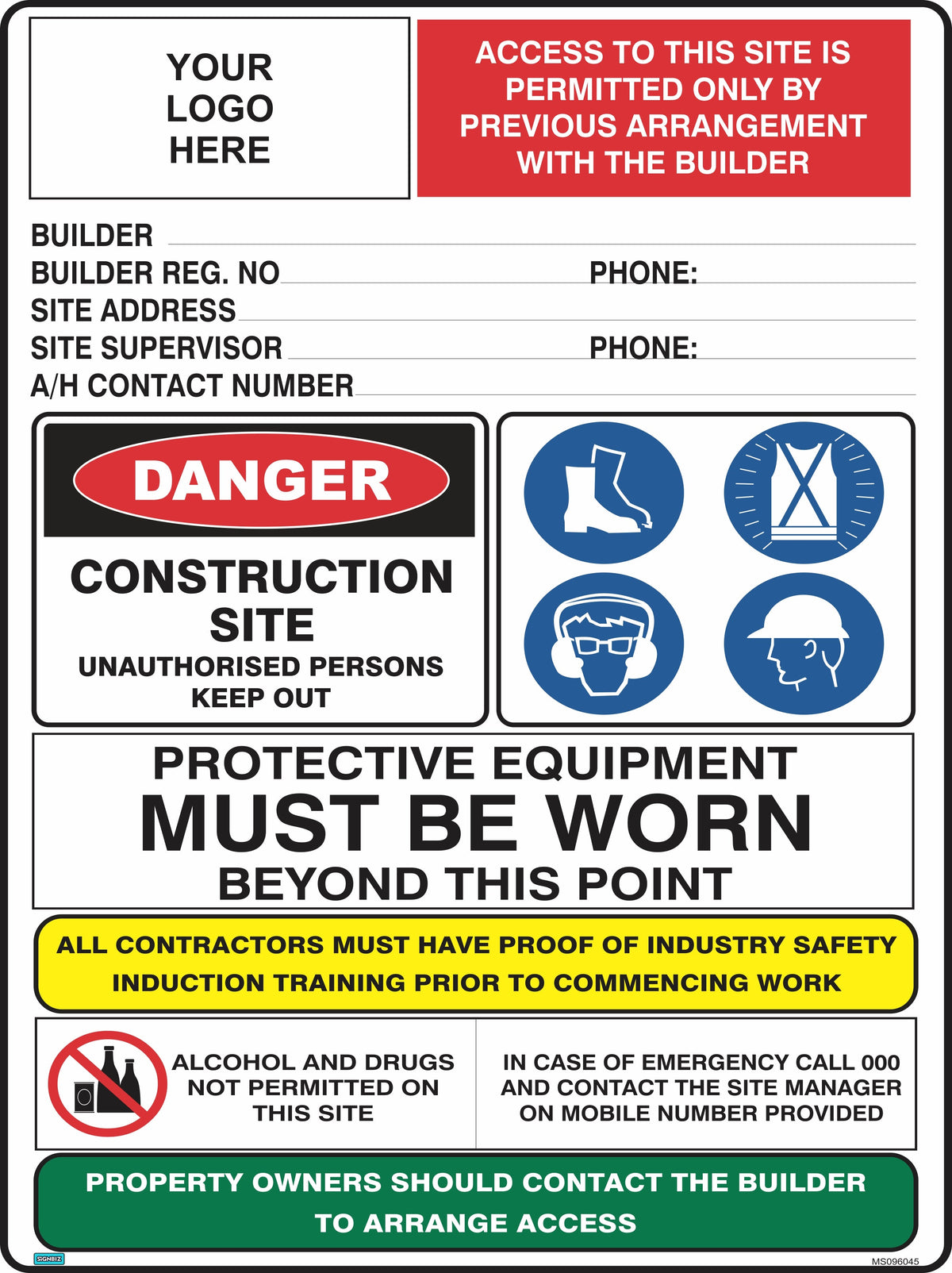 Mandatory Multi Safety Sign Portrait – Signbiz
