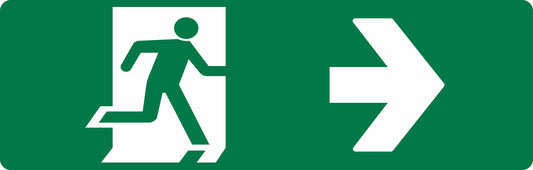EXIT SIGN - RUNNING MAN RIGHT + ARROW