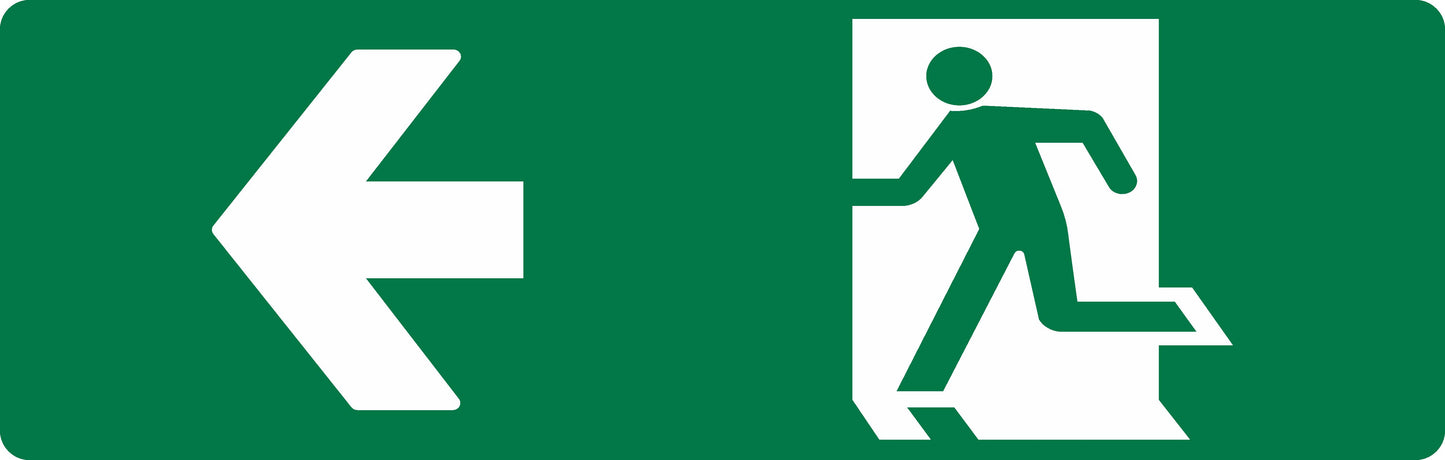 EXIT SIGN - RUNNING MAN LEFT + ARROW