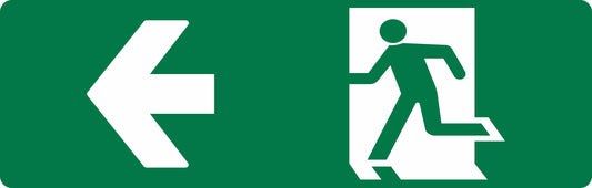 EXIT SIGN - RUNNING MAN LEFT + ARROW