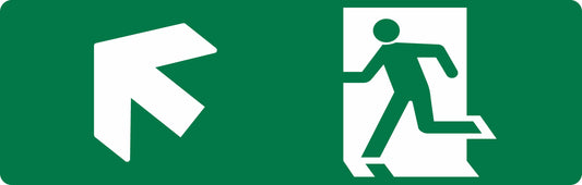 EXIT SIGN - RUNNING MAN LEFT + UP ARROW
