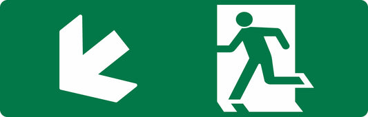 EXIT SIGN - RUNNING MAN LEFT + DOWN ARROW