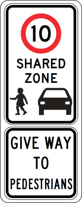 R4-4-1n Shared Zone Give Way to Pedestrians
