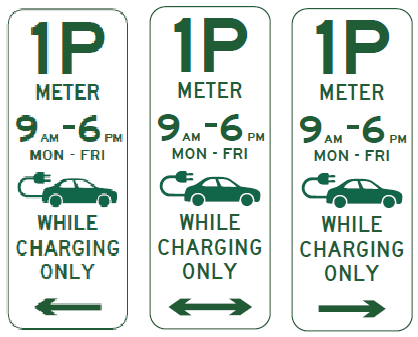 R5-1-14n - Parking (1p-10p) (Meter) Times (Various) Mon-Fri Electric Vehicles While Charging Only (Left, Right or Repeater)