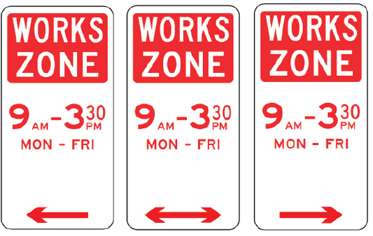 R5-25 Works Zone (with times)
