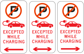 R5-40-1n - No Parking (Symbolic) Electric Vehicles (Symbolic) Excepted While Charging (Left, Right & Repeater)