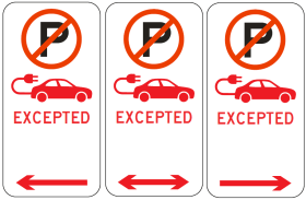R5-40-2n - No Parking (Symbolic) Electric Vehicles (Symbolic) Excepted (Left, Right & Repeater)