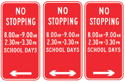 R5-404n No Stopping 8-9AM 2.30-3.30PM School Days